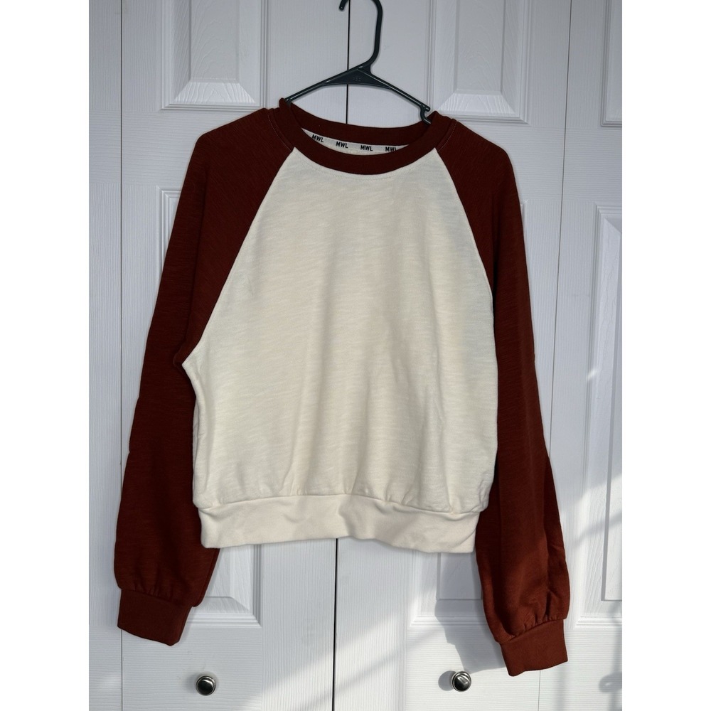 Madewell MWL Sweatshirt Colorblock Baseball Slight Crop Raglan Sleeve Cotton M